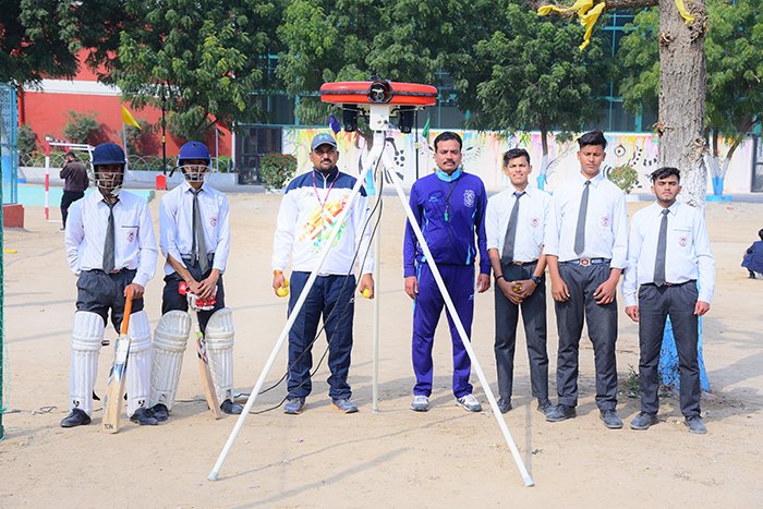 Our school cricket team practice with professional bowling machines.